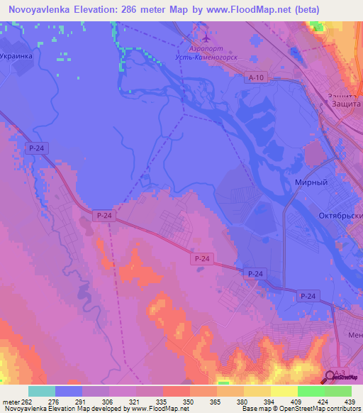 Novoyavlenka,Kazakhstan Elevation Map