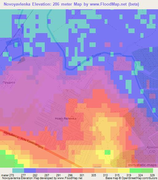 Novoyavlenka,Kazakhstan Elevation Map
