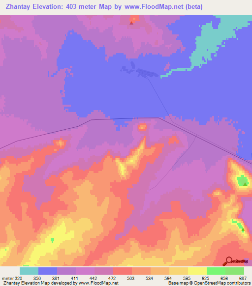 Zhantay,Kazakhstan Elevation Map