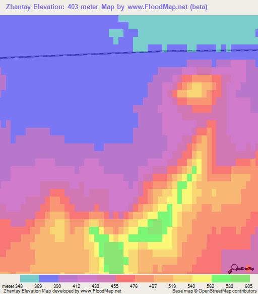 Zhantay,Kazakhstan Elevation Map