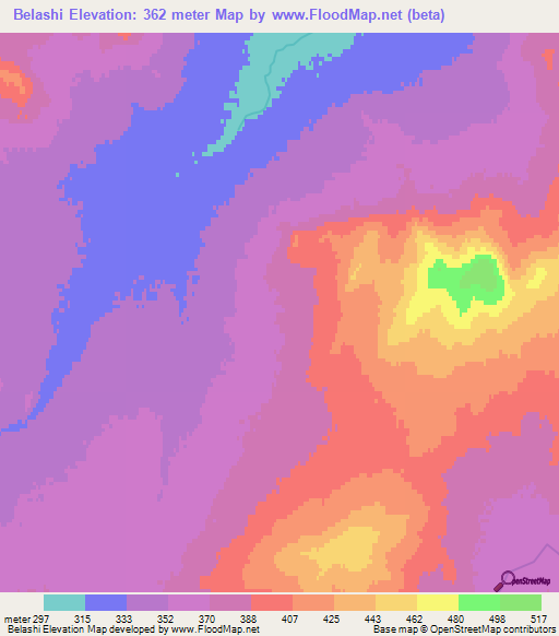 Belashi,Kazakhstan Elevation Map