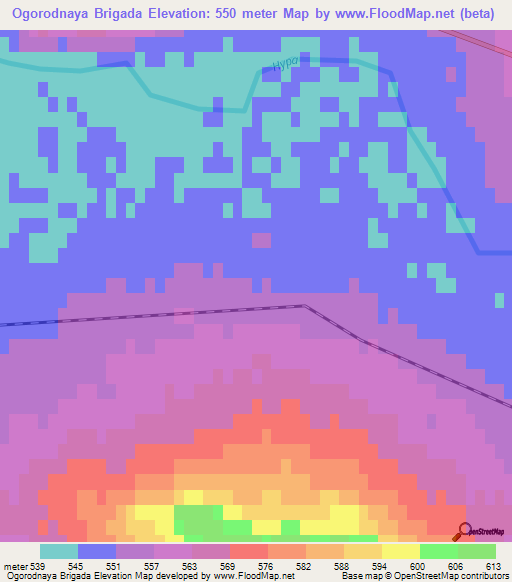 Ogorodnaya Brigada,Kazakhstan Elevation Map