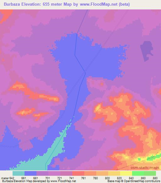 Burbaza,Kazakhstan Elevation Map