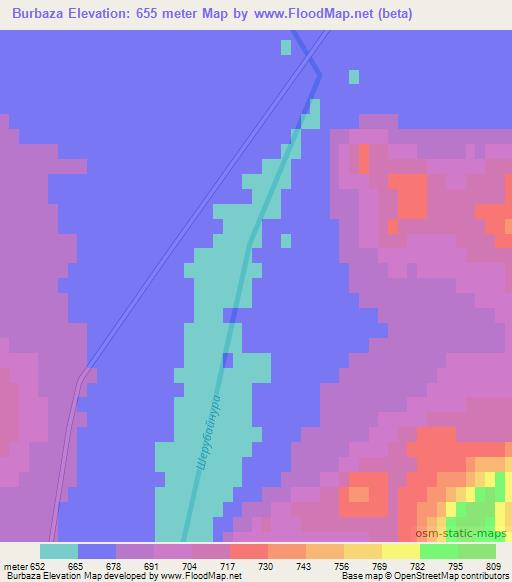 Burbaza,Kazakhstan Elevation Map
