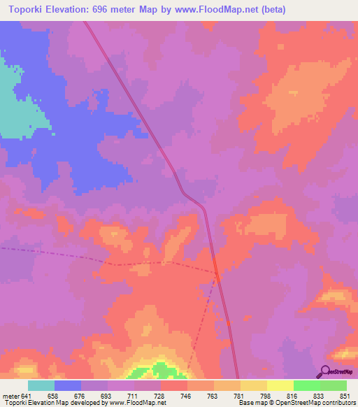 Toporki,Kazakhstan Elevation Map
