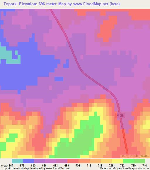 Toporki,Kazakhstan Elevation Map
