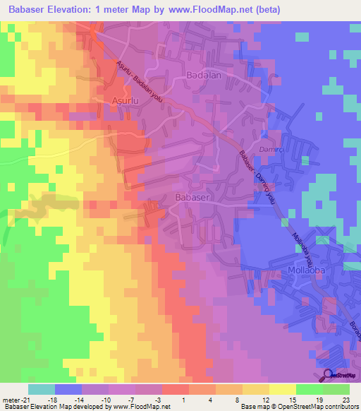 Babaser,Azerbaijan Elevation Map