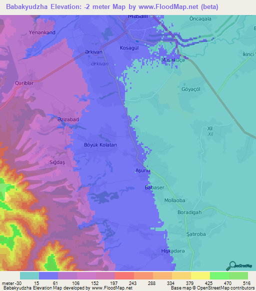 Babakyudzha,Azerbaijan Elevation Map