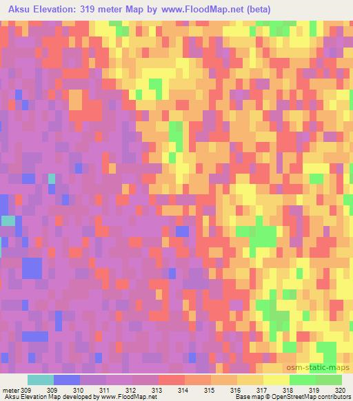 Aksu,Kazakhstan Elevation Map