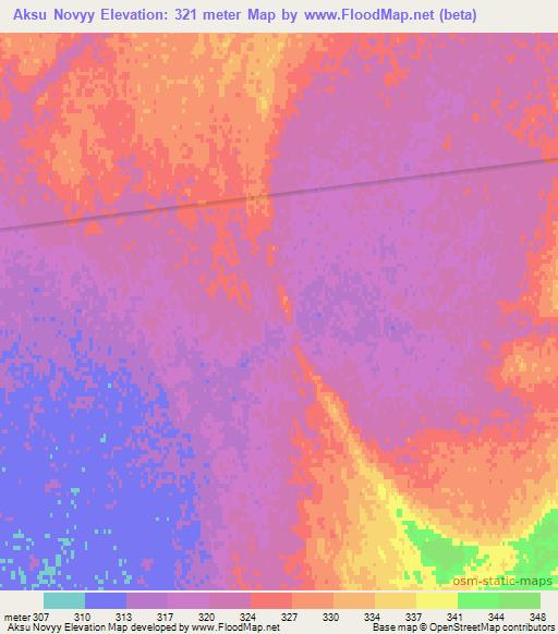 Aksu Novyy,Kazakhstan Elevation Map