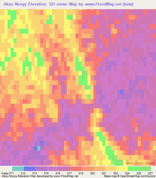 Aksu Novyy,Kazakhstan Elevation Map