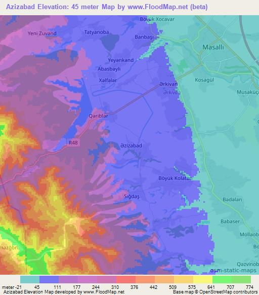 Azizabad,Azerbaijan Elevation Map