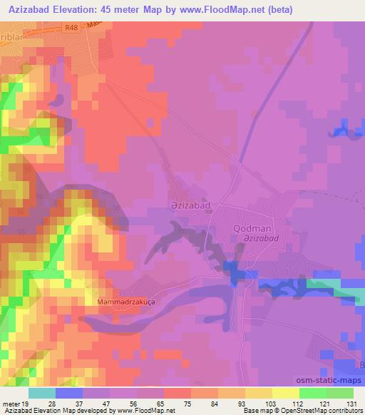 Azizabad,Azerbaijan Elevation Map