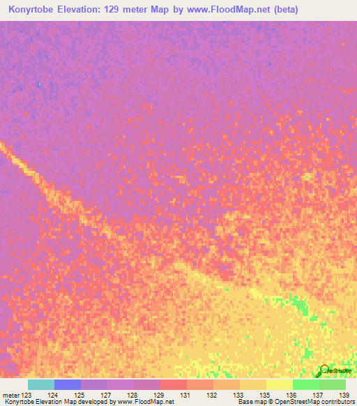 Konyrtobe,Kazakhstan Elevation Map