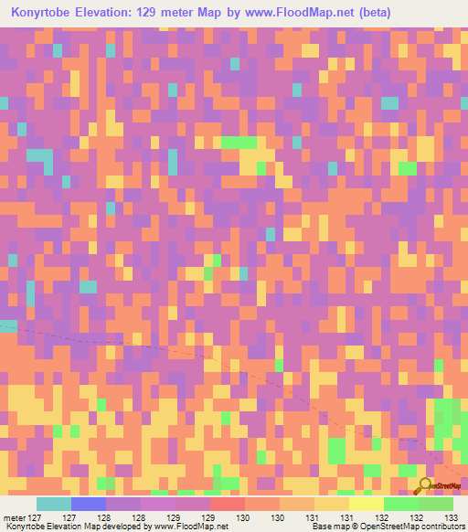 Konyrtobe,Kazakhstan Elevation Map