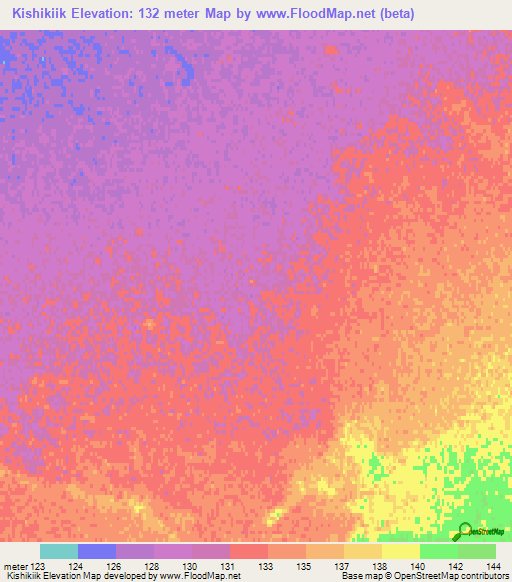 Kishikiik,Kazakhstan Elevation Map