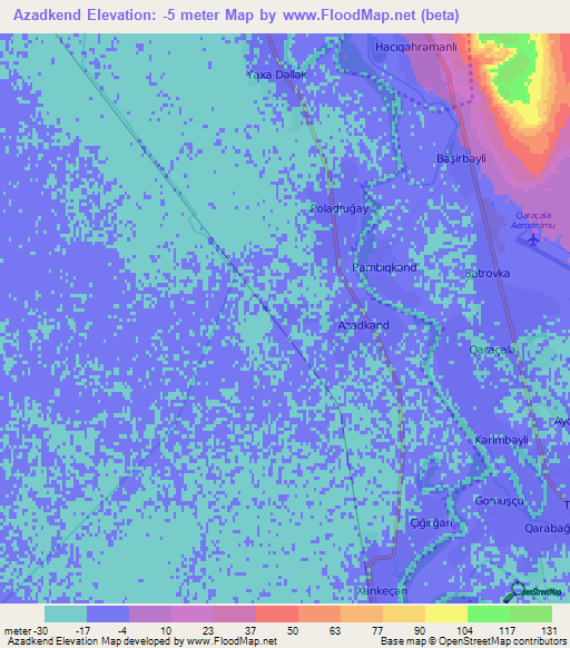 Azadkend,Azerbaijan Elevation Map