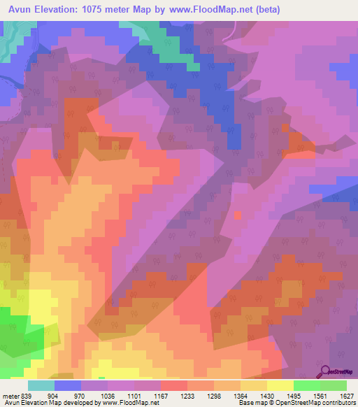 Avun,Azerbaijan Elevation Map