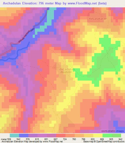 Avchadulan,Azerbaijan Elevation Map