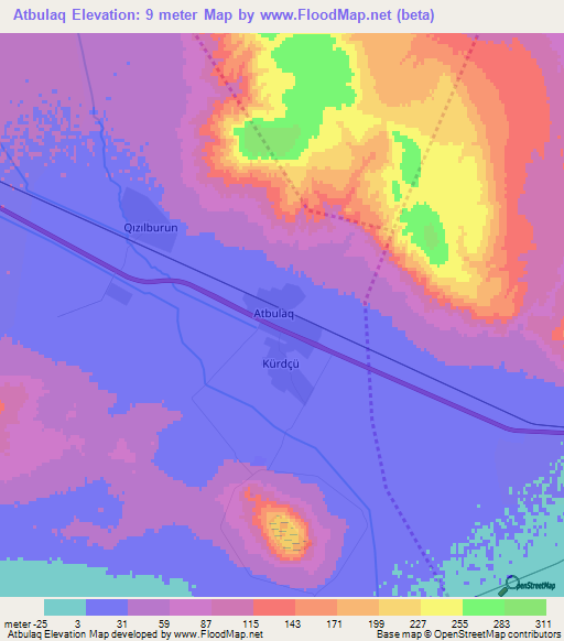 Atbulaq,Azerbaijan Elevation Map