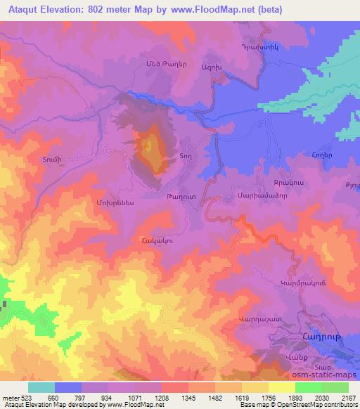 Ataqut,Azerbaijan Elevation Map