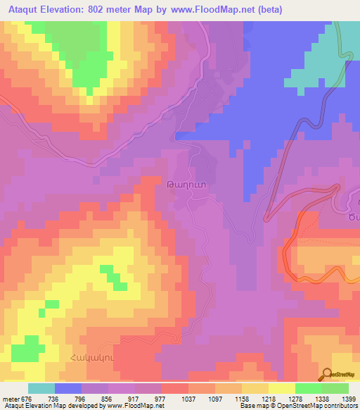Ataqut,Azerbaijan Elevation Map