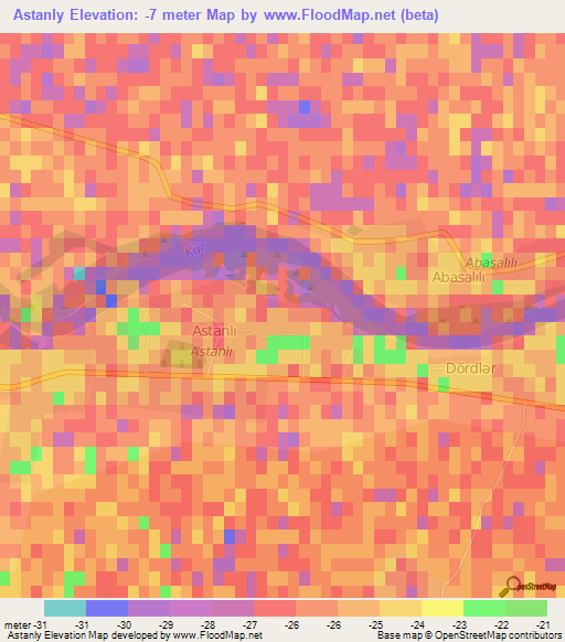 Astanly,Azerbaijan Elevation Map