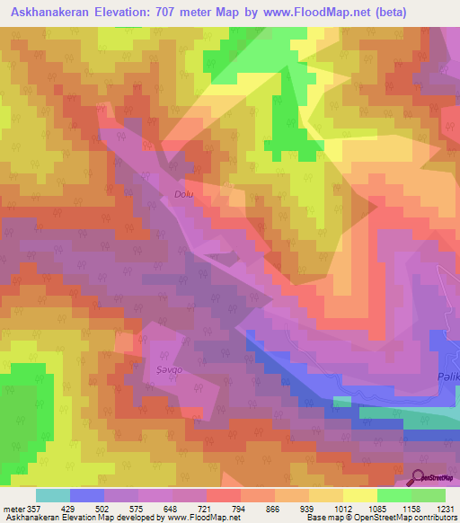 Askhanakeran,Azerbaijan Elevation Map