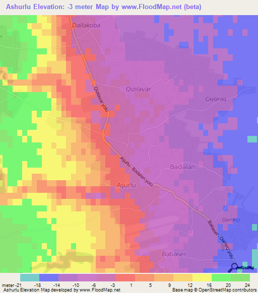 Ashurlu,Azerbaijan Elevation Map