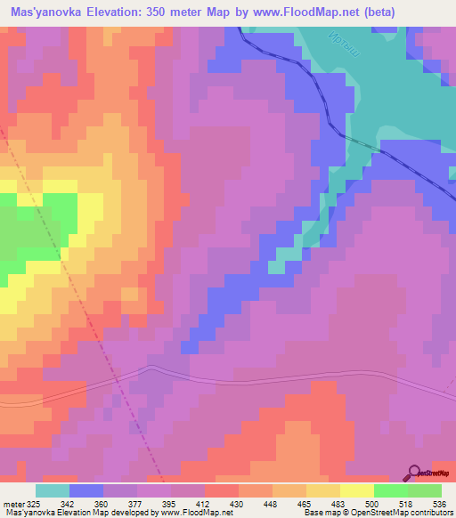 Mas'yanovka,Kazakhstan Elevation Map