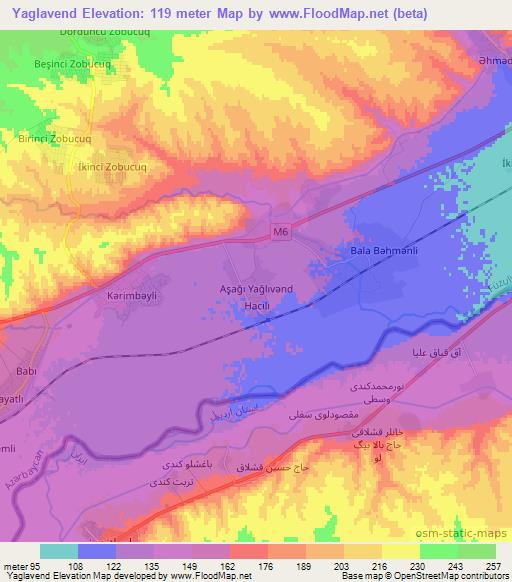 Yaglavend,Azerbaijan Elevation Map