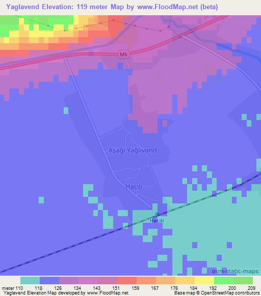 Yaglavend,Azerbaijan Elevation Map