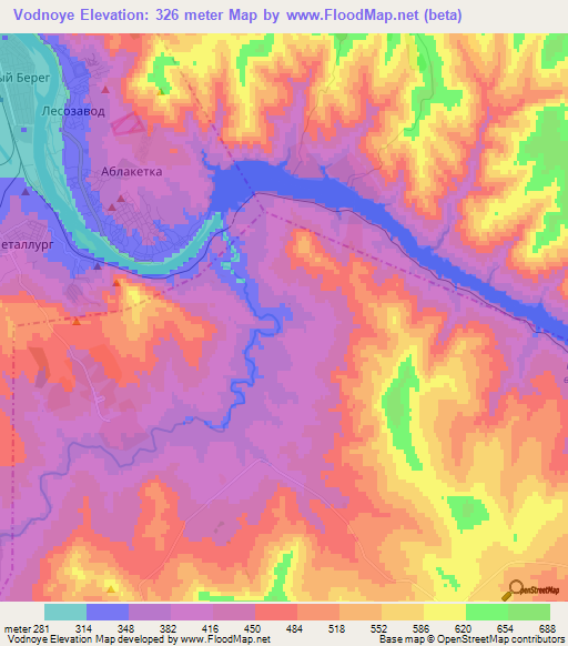 Vodnoye,Kazakhstan Elevation Map