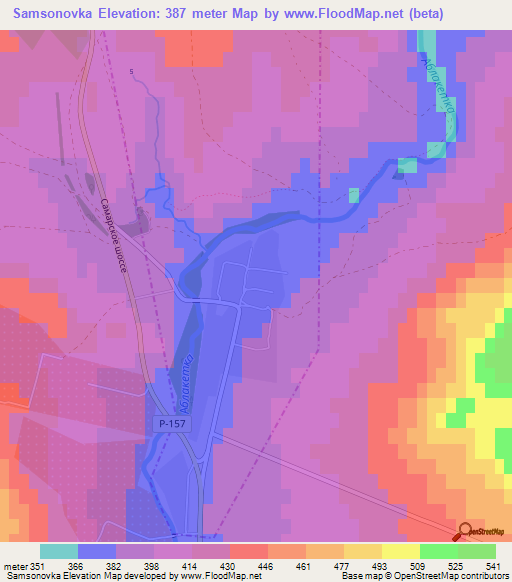 Samsonovka,Kazakhstan Elevation Map