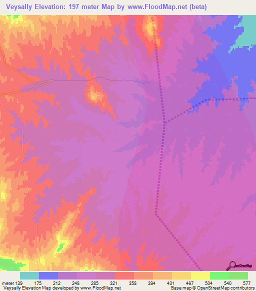 Veysally,Azerbaijan Elevation Map