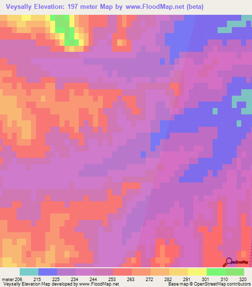 Veysally,Azerbaijan Elevation Map