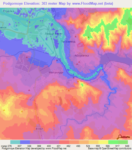 Podgornoye,Kazakhstan Elevation Map