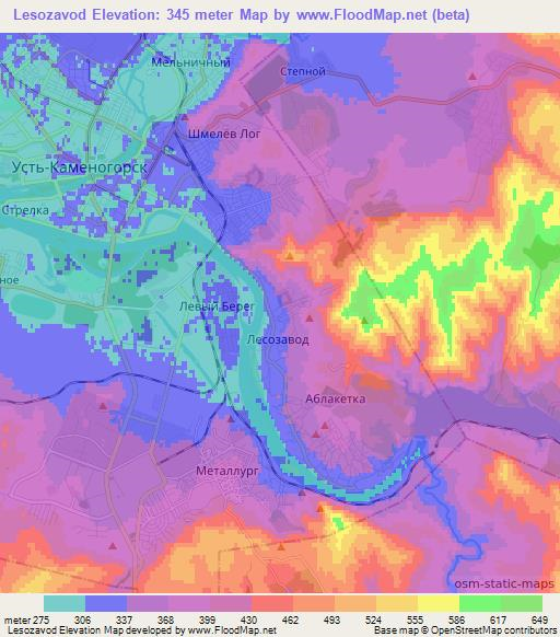 Lesozavod,Kazakhstan Elevation Map