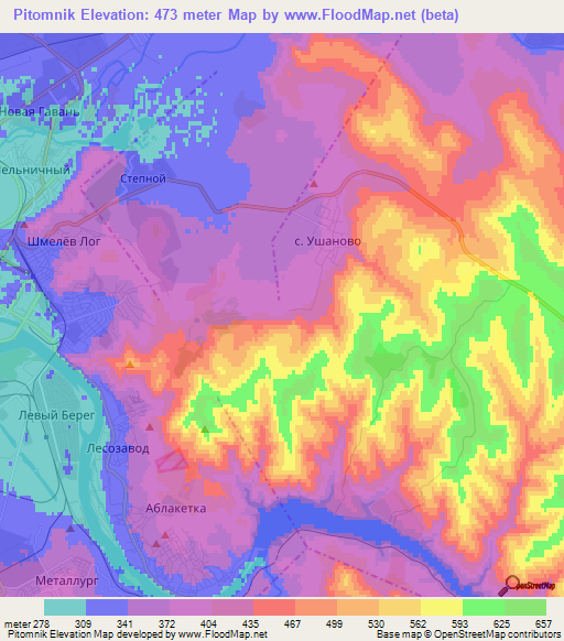 Pitomnik,Kazakhstan Elevation Map