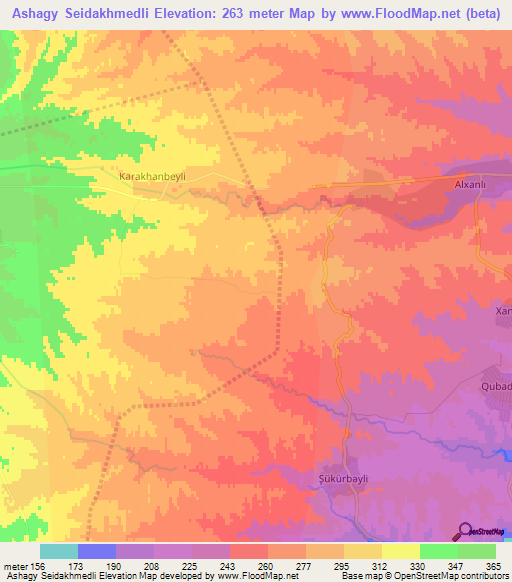 Ashagy Seidakhmedli,Azerbaijan Elevation Map