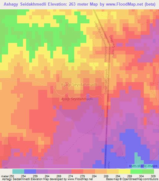 Ashagy Seidakhmedli,Azerbaijan Elevation Map