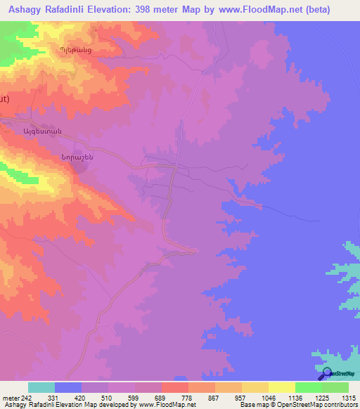 Ashagy Rafadinli,Azerbaijan Elevation Map