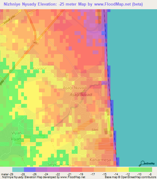 Nizhniye Nyuady,Azerbaijan Elevation Map