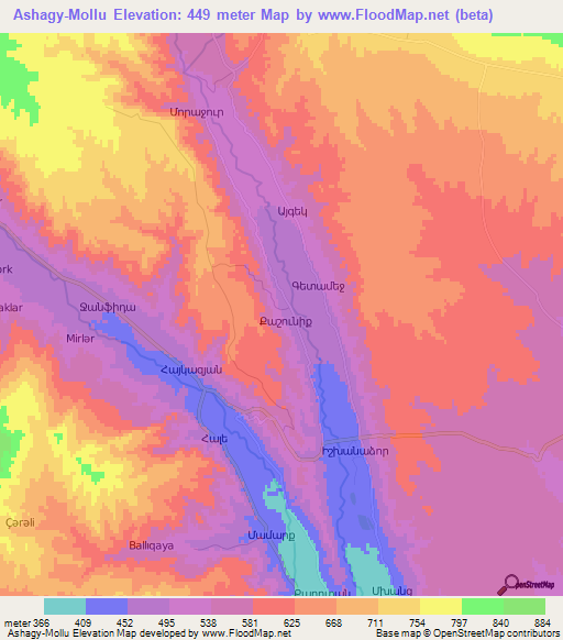 Ashagy-Mollu,Azerbaijan Elevation Map