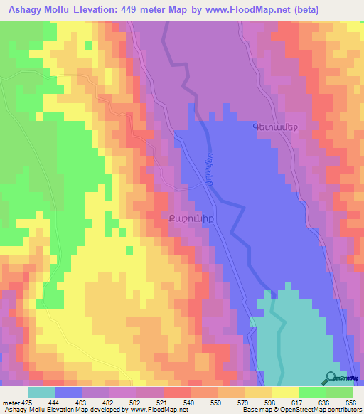 Ashagy-Mollu,Azerbaijan Elevation Map