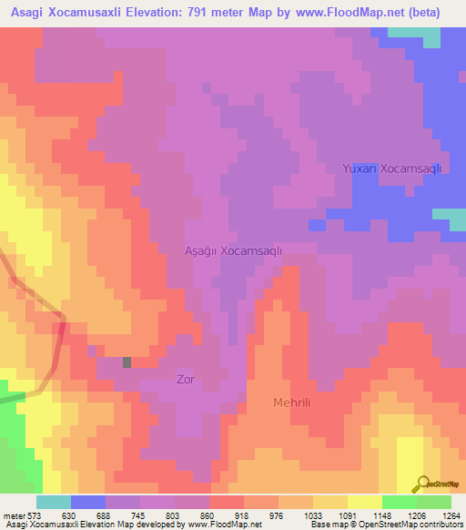 Asagi Xocamusaxli,Azerbaijan Elevation Map