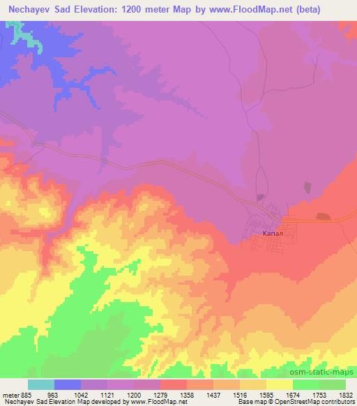 Nechayev Sad,Kazakhstan Elevation Map