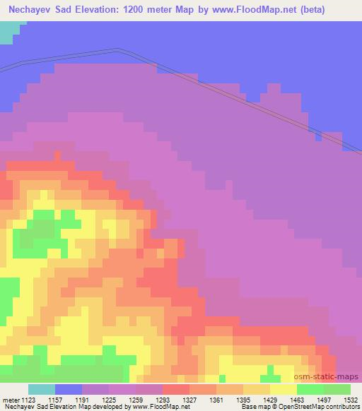 Nechayev Sad,Kazakhstan Elevation Map