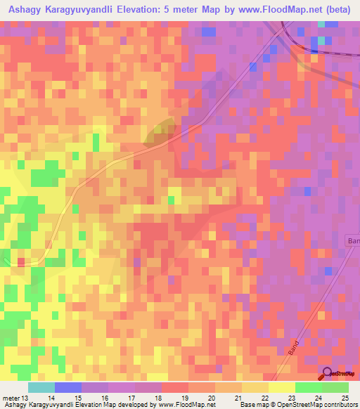Ashagy Karagyuvyandli,Azerbaijan Elevation Map