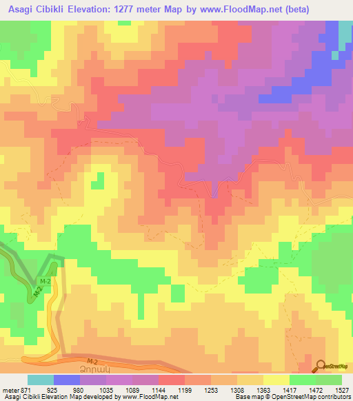 Asagi Cibikli,Azerbaijan Elevation Map